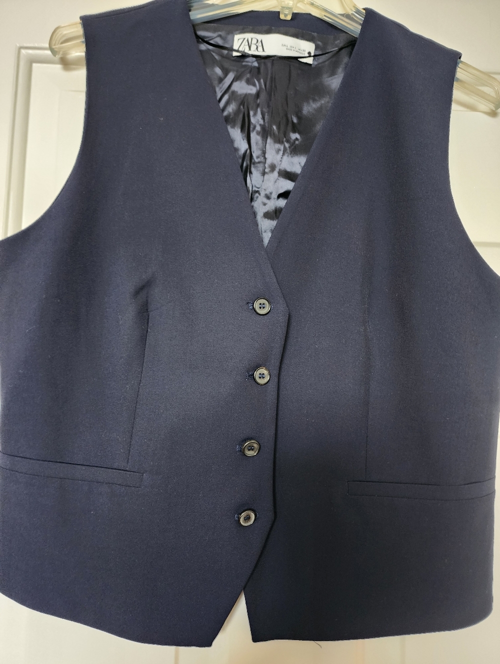 ZARA Navy Tailored Vest - Picture 2 of 9
